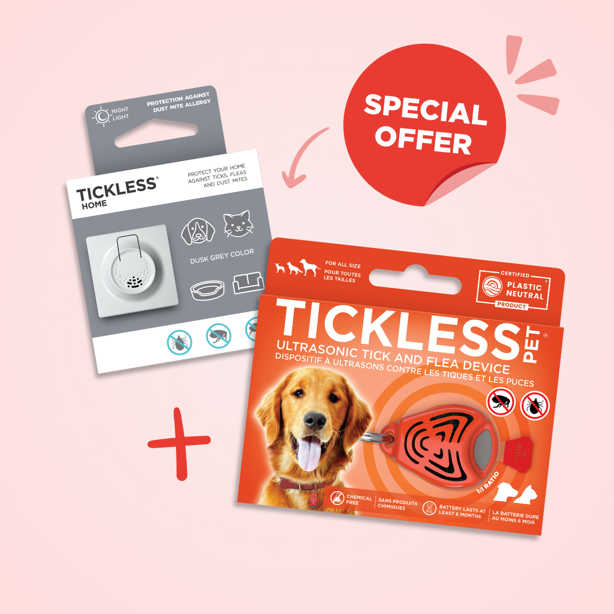 TicklessUSA ultrasonic tick and flea device grey-orange Perfect Protection Duo - 1 Tickless Home + 1 Tickless Pet sonicguard SonicGuard sonicguardusa SonicGuardUSA tick repeller ultrasonic Tickless TicklessUSA tick and flea repellent safe