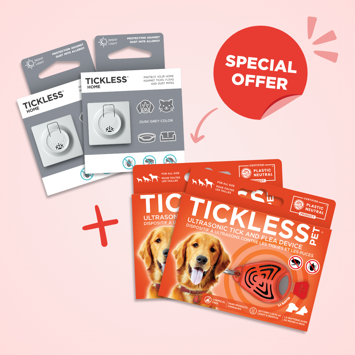 TicklessUSA ultrasonic tick and flea device grey-orange Perfect Protection Offer - 2 Tickless Home + 2 Tickless Pet sonicguard SonicGuard sonicguardusa SonicGuardUSA tick repeller ultrasonic Tickless TicklessUSA tick and flea repellent safe