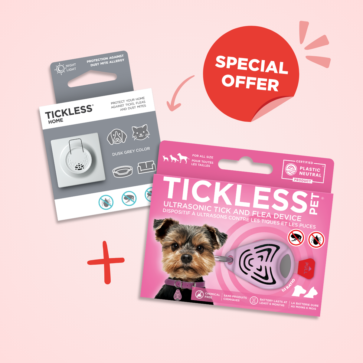 TicklessUSA ultrasonic tick and flea device grey-pink Perfect Protection Duo - 1 Tickless Home + 1 Tickless Pet sonicguard SonicGuard sonicguardusa SonicGuardUSA tick repeller ultrasonic Tickless TicklessUSA tick and flea repellent safe