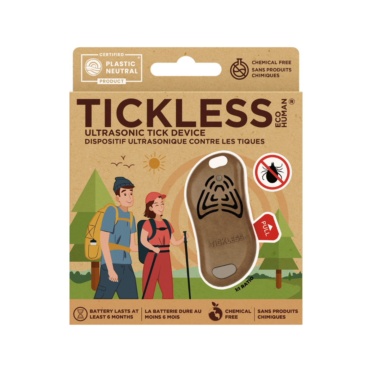 TicklessUSA Eco Brown TICKLESS® ECOHuman - Chemical-free, ultrasonic tick device in biodegradable cover sonicguard SonicGuard sonicguardusa SonicGuardUSA tick repeller ultrasonic Tickless TicklessUSA tick and flea repellent safe