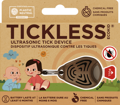 TicklessUSA EcoKid Brown TICKLESS® ECOKID - Chemical-free, ultrasonic tick device for kids in biodegradable cover sonicguard SonicGuard sonicguardusa SonicGuardUSA tick repeller ultrasonic Tickless TicklessUSA tick and flea repellent safe