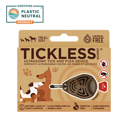 TicklessUSA EcoPet Brown TICKLESS® EcoPet - Chemical-free, ultrasonic tick and flea device for pets in biodegradable cover sonicguard SonicGuard sonicguardusa SonicGuardUSA tick repeller ultrasonic Tickless TicklessUSA tick and flea repellent safe