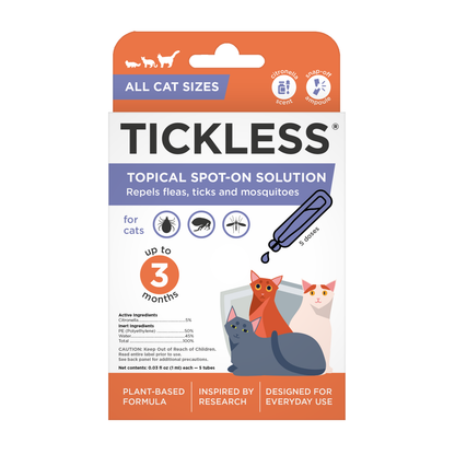 TicklessUSA Tickless® Natural Topical Spot-On Solution for Cats sonicguard SonicGuard sonicguardusa SonicGuardUSA tick repeller ultrasonic Tickless TicklessUSA tick and flea repellent safe