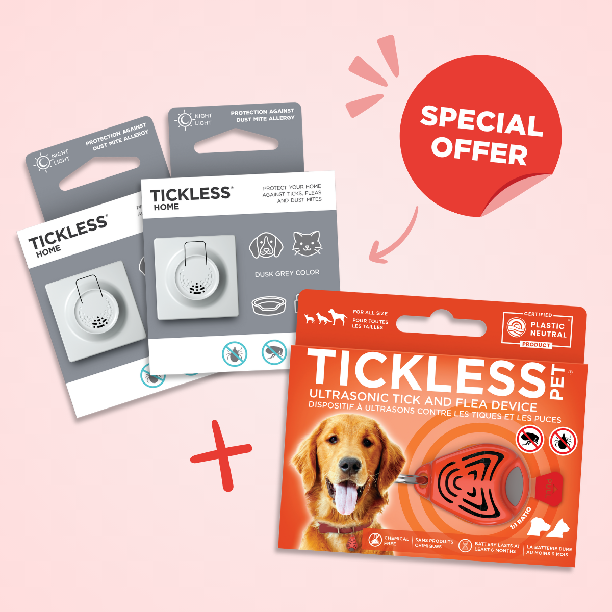 TicklessUSA ultrasonic tick and flea device grey-orange Perfect Protection Trio - 2 Tickless Home + 1 Tickless Pet sonicguard SonicGuard sonicguardusa SonicGuardUSA tick repeller ultrasonic Tickless TicklessUSA tick and flea repellent safe