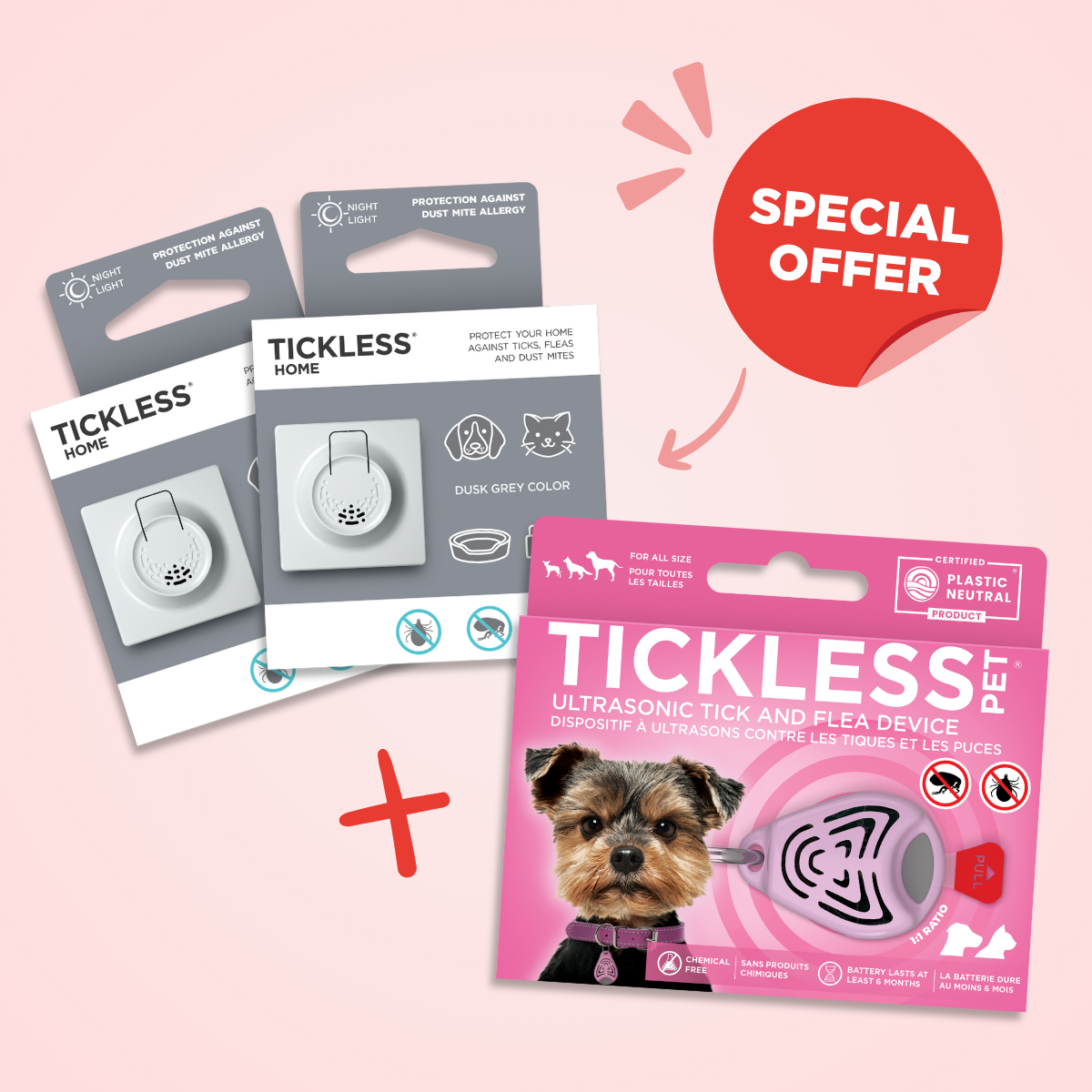 TicklessUSA ultrasonic tick and flea device grey-pink Perfect Protection Trio - 2 Tickless Home + 1 Tickless Pet sonicguard SonicGuard sonicguardusa SonicGuardUSA tick repeller ultrasonic Tickless TicklessUSA tick and flea repellent safe
