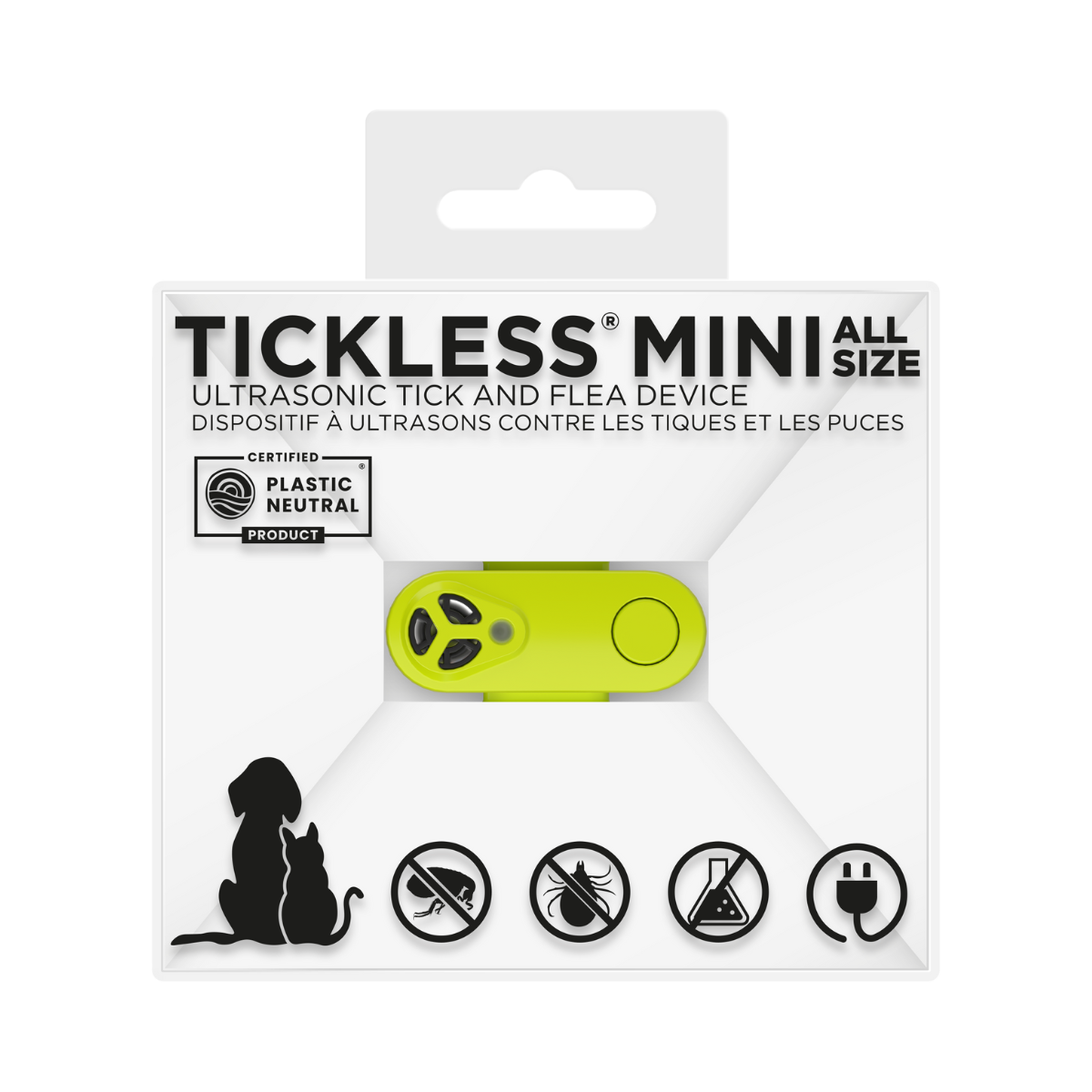 TicklessUSA ultrasonic tick and flea device Neon Yellow TICKLESS® Mini Chemical-free tick and flea device, rechargeable sonicguard SonicGuard sonicguardusa SonicGuardUSA tick repeller ultrasonic Tickless TicklessUSA tick and flea repellent safe