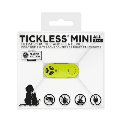 TicklessUSA ultrasonic tick and flea device Neon Yellow TICKLESS® Mini Chemical-free tick and flea device, rechargeable sonicguard SonicGuard sonicguardusa SonicGuardUSA tick repeller ultrasonic Tickless TicklessUSA tick and flea repellent safe